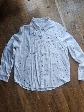 Rails White Heart Print Button Down Shirt Small